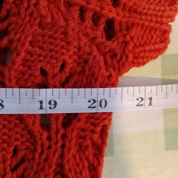 Cato Women's Orange Short Sleeved Semi Turtleneck Crochet Ribbed Sweater Size XL - Picture 6 of 8